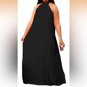 NWT Sleeveless Plus Size Chiffon Halter Neck Pleated Loose Long Maxi Dress 4X
